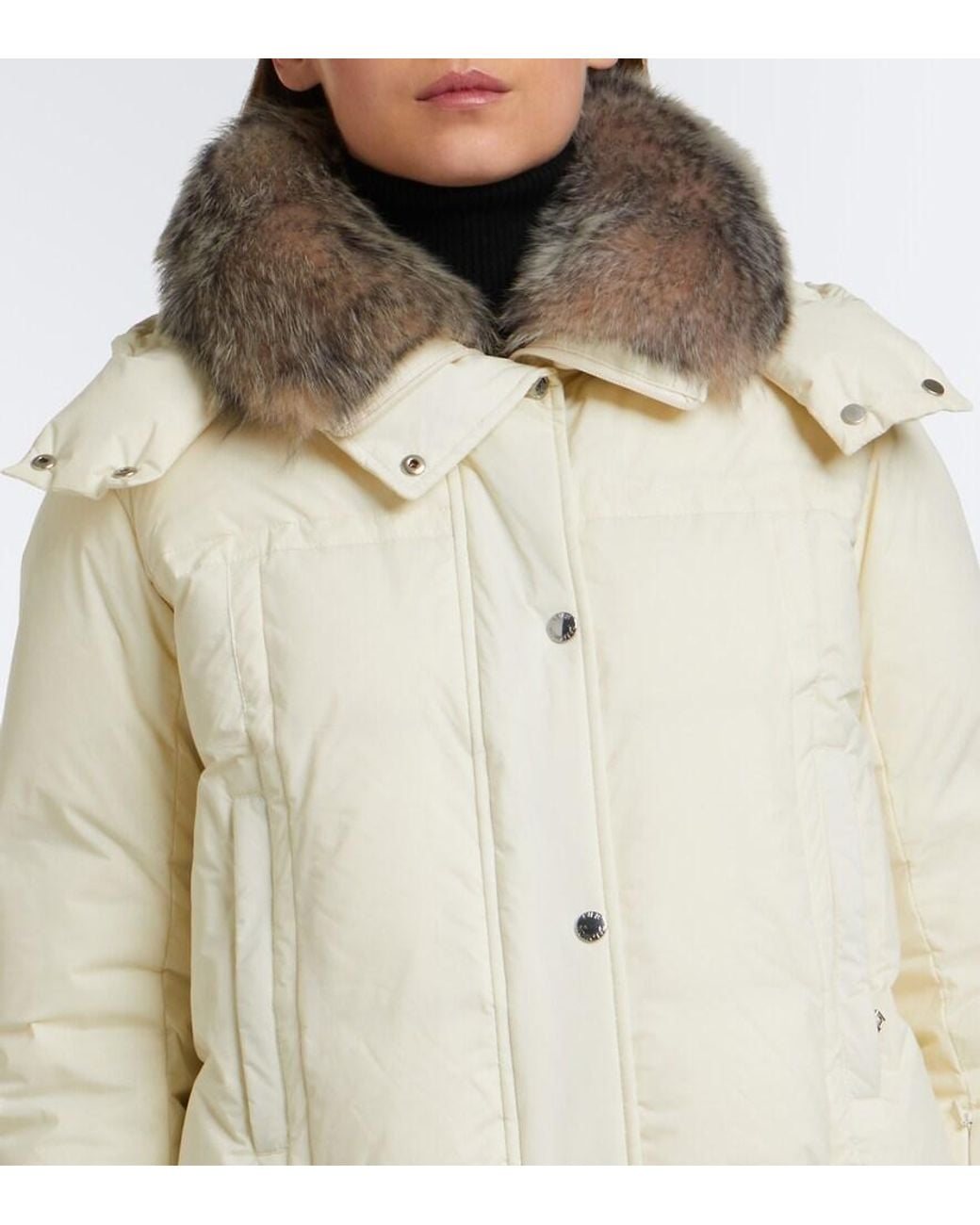 Yves Salomon Natural Shearling-Trimmed Hooded Down Ski Jacket