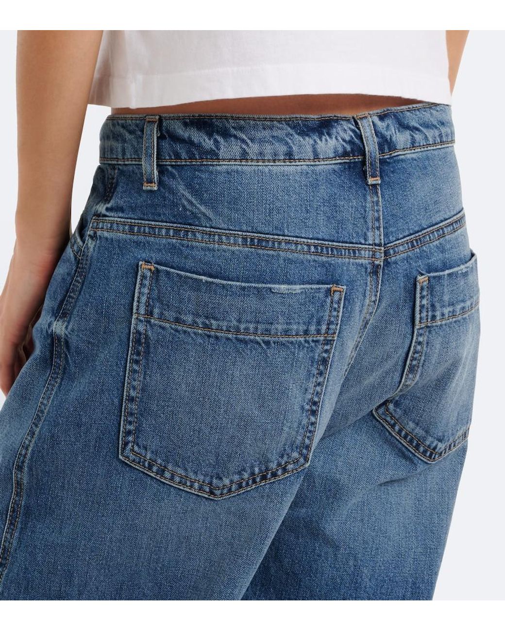 Nili Lotan Blue Tribeca Barrel-Leg Jeans