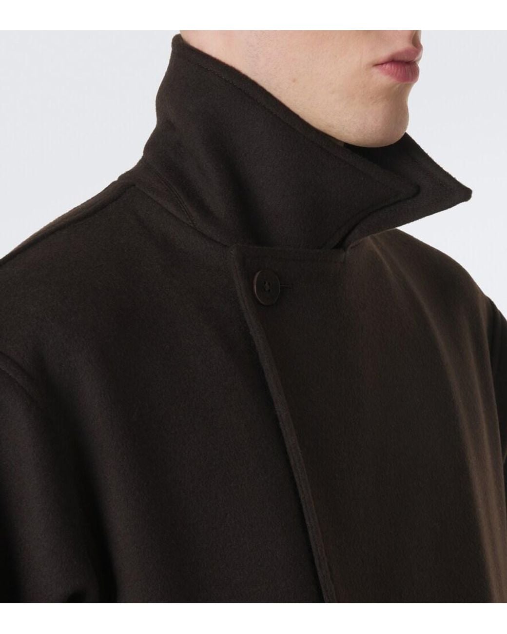 STÒFFA Black Double-Breasted Cashmere Coat for men