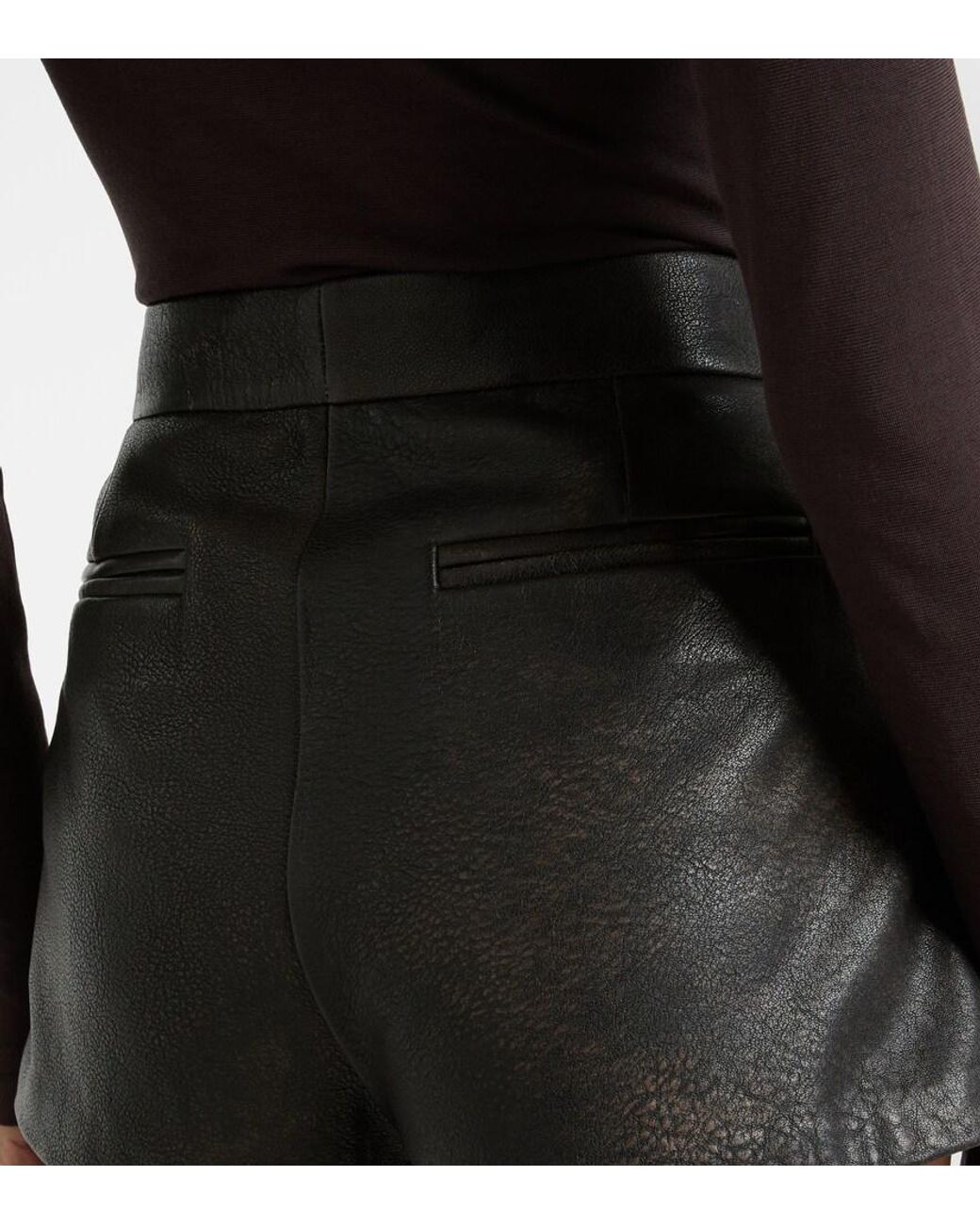 Alex Perry Black Low-Rise Leather Micro Shorts