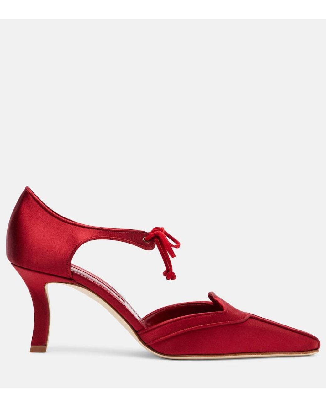 Manolo Blahnik Red Orata 70 Satin Pumps