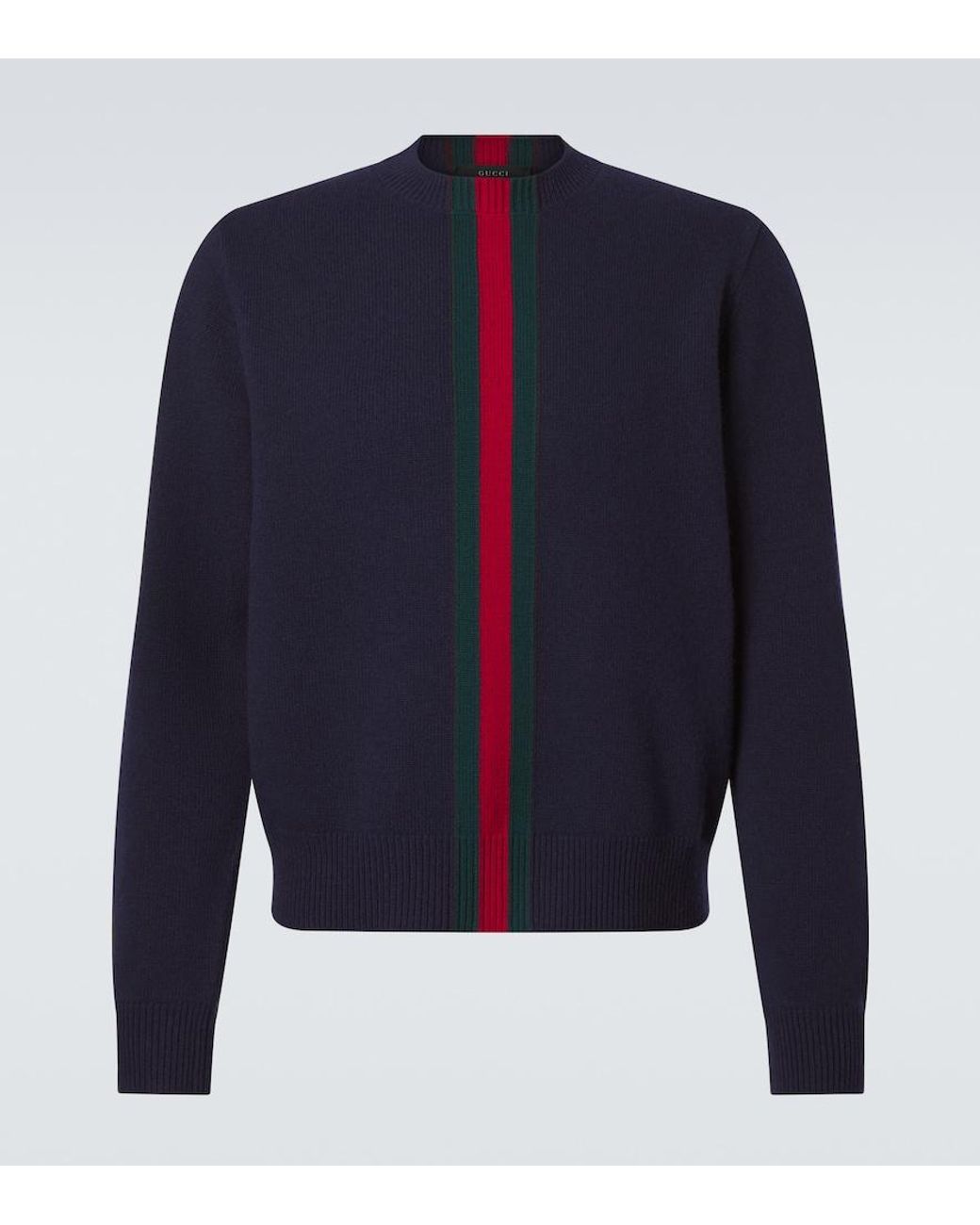 Gucci Blue Web Stripe Wool Sweater for men