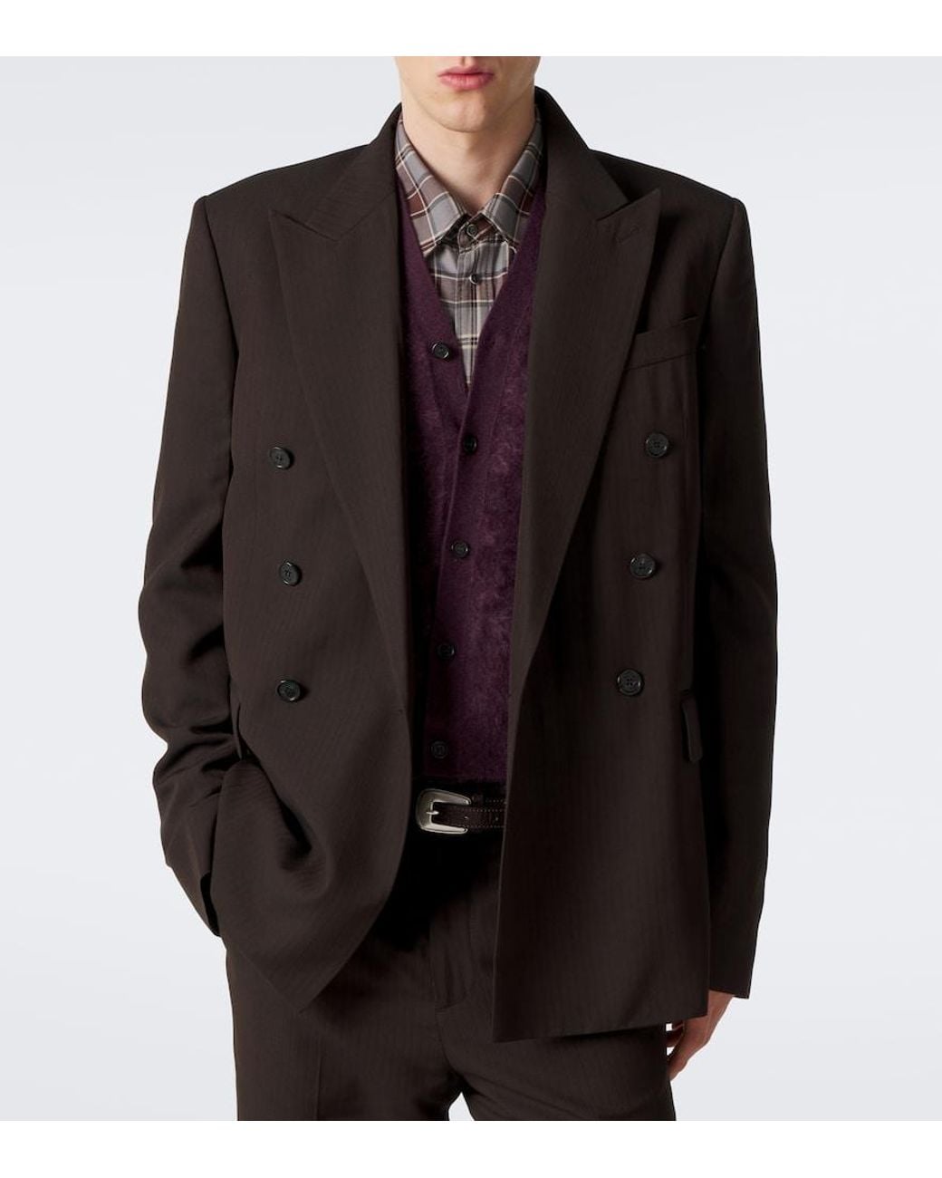 Acne Black Pinstripe Double-Breasted Blazer for men