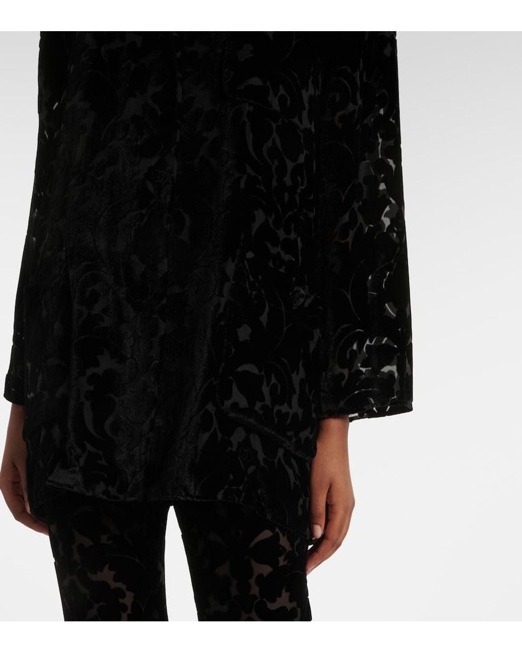 Gucci Black Floral Devore Velour Shirt