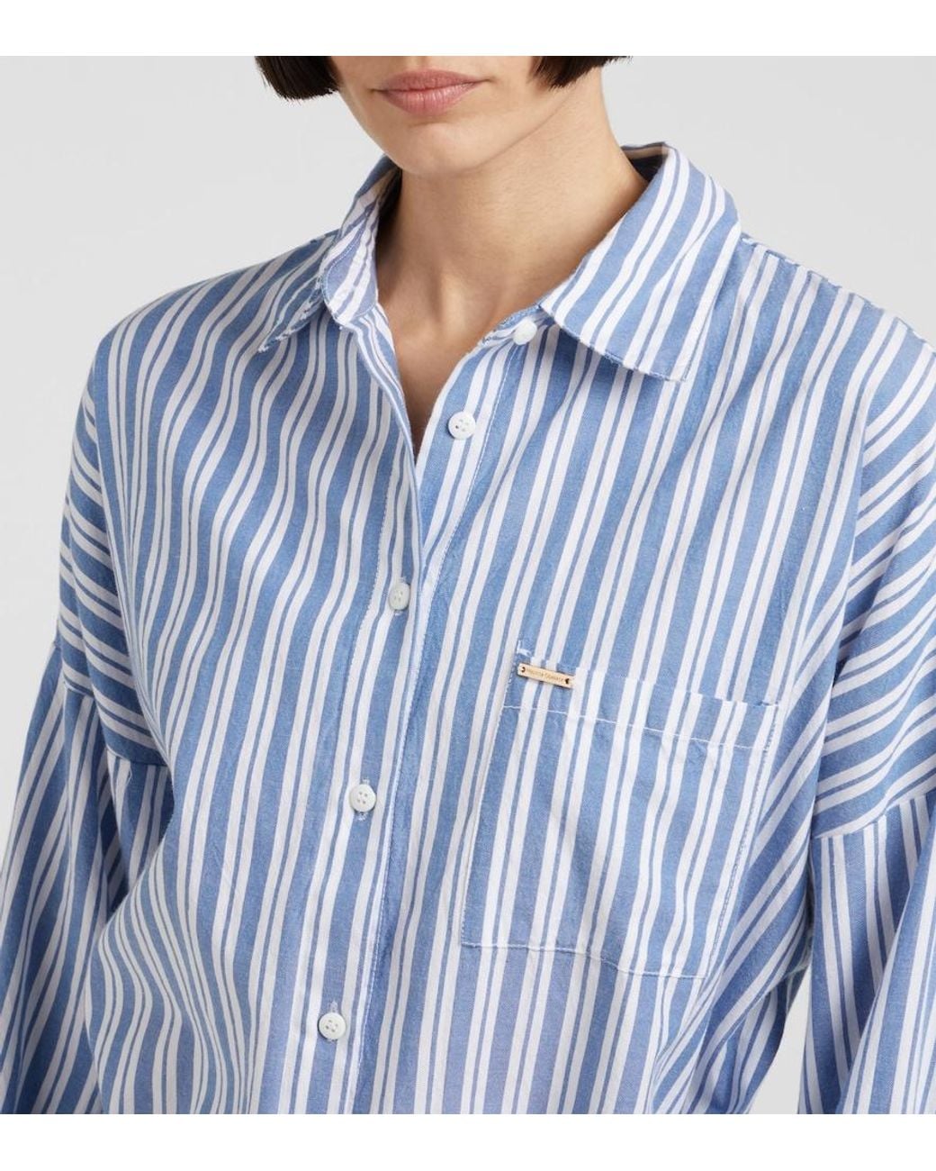 Melissa Odabash Blue Sara Striped Cotton Shirt Dress