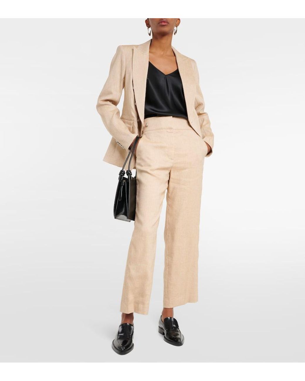 Veronica Beard Natural Aubrie Linen-Blend Cropped Pants
