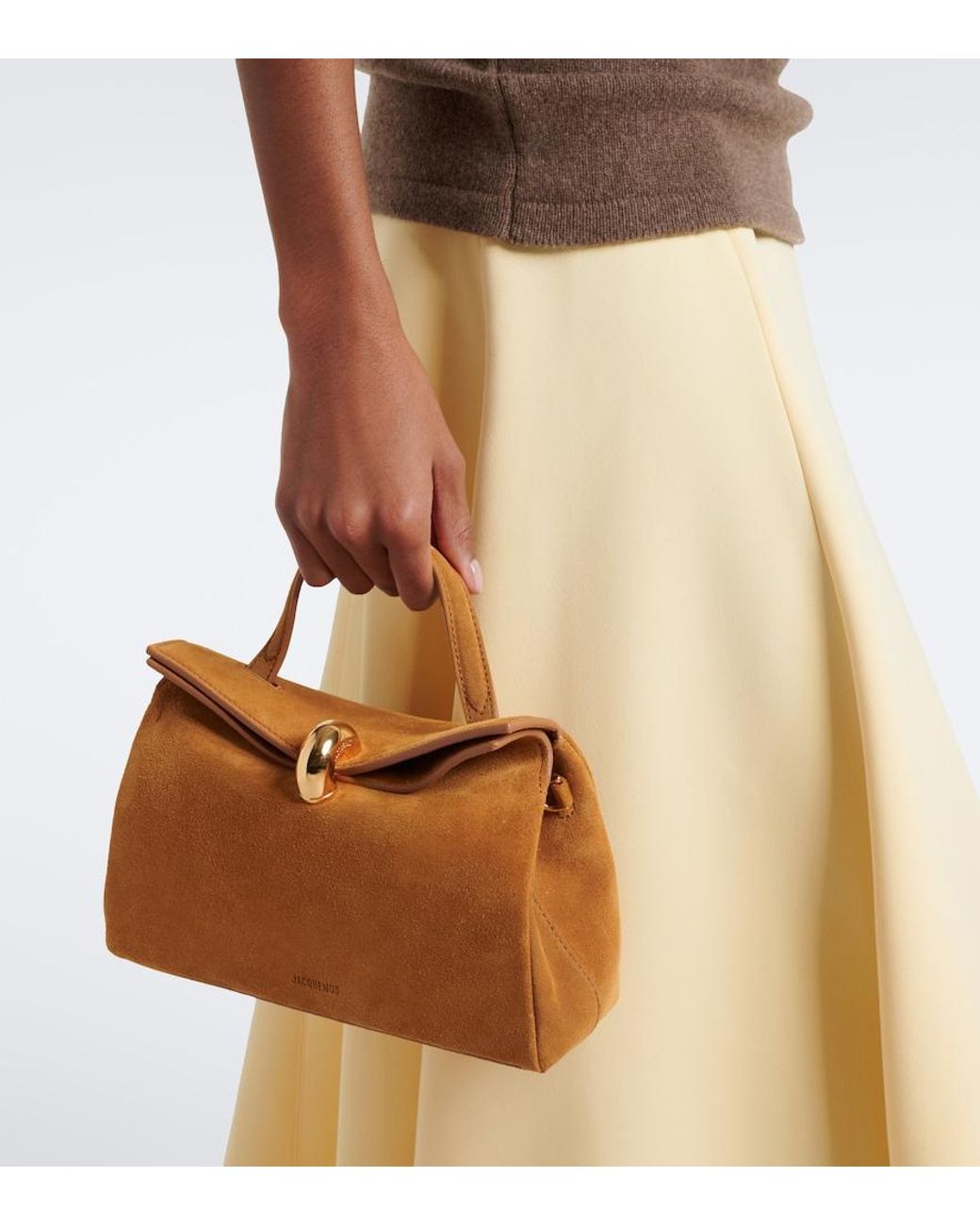 Jacquemus Brown Valerie Small Suede Top-Handle Bag