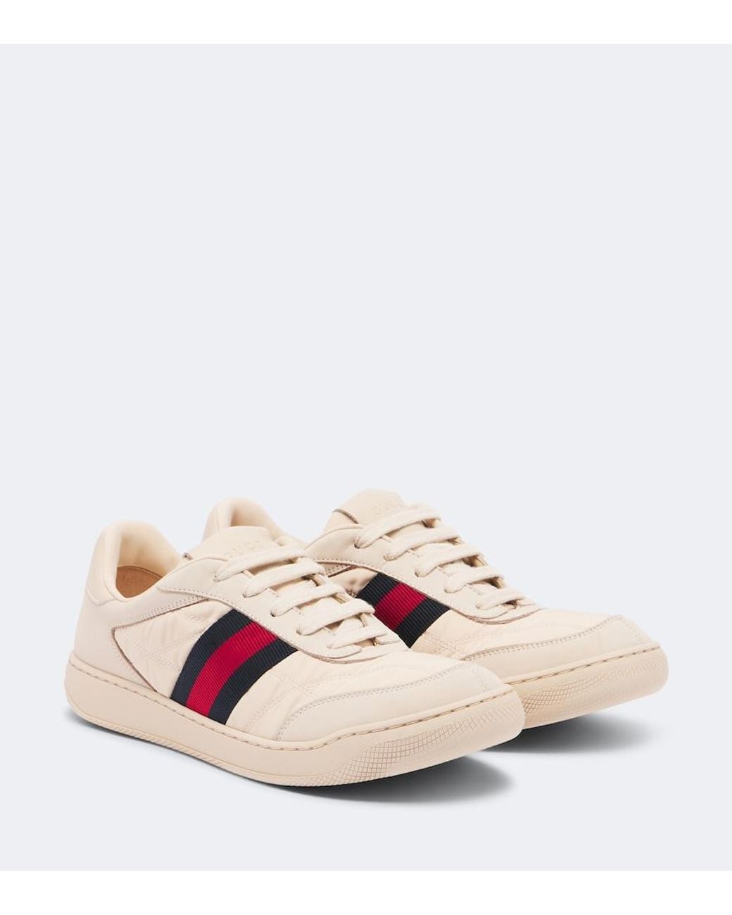 Gucci Pink Screener Web Stripe Sneakers