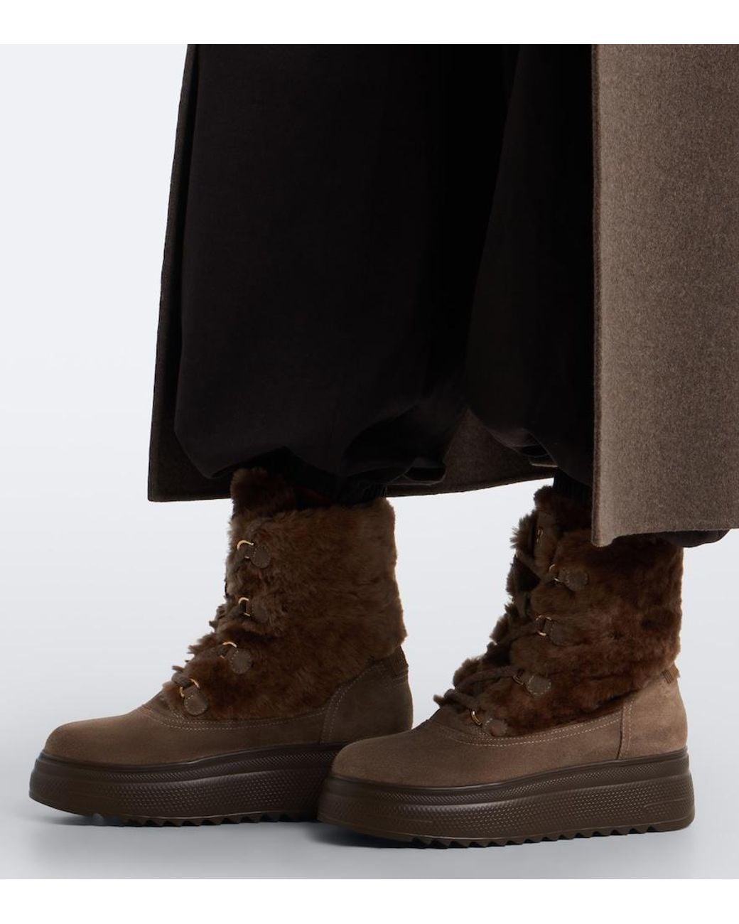 Bogner Brown Stockholm Suede And Shearling Lace-Up Boots