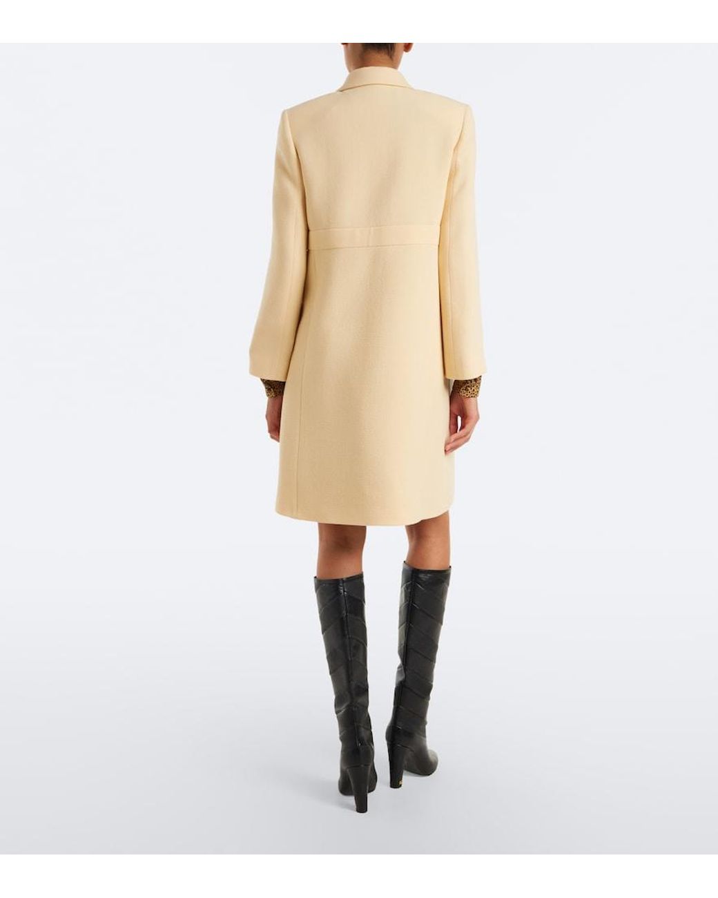 Valentino Garavani Natural Vgold Virgin Wool Crepe Coat