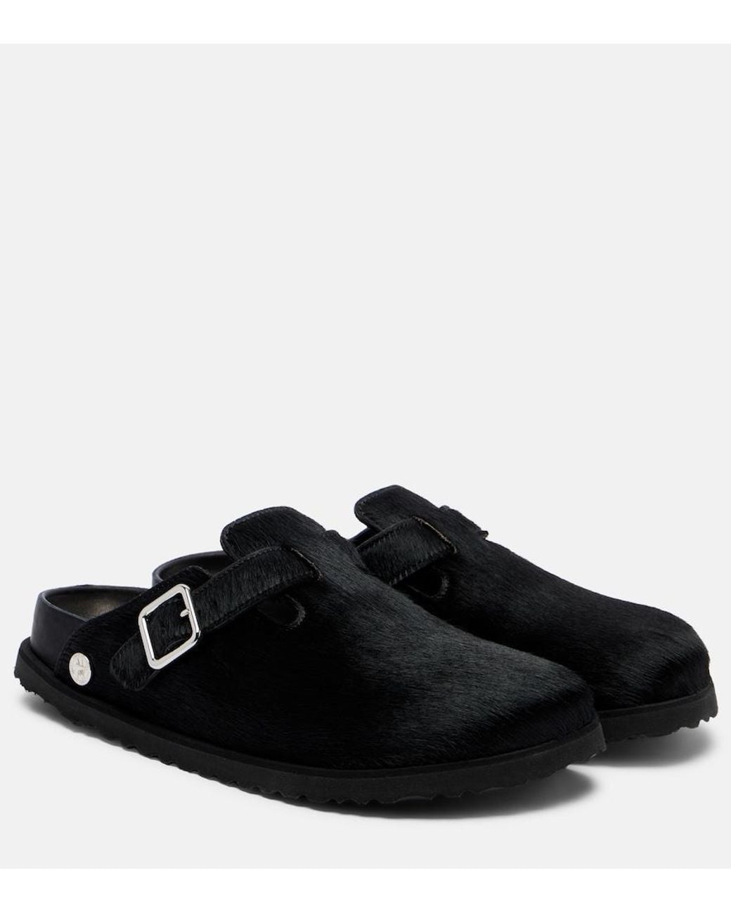 Birkenstock Black Boston Calf Hair Clogs