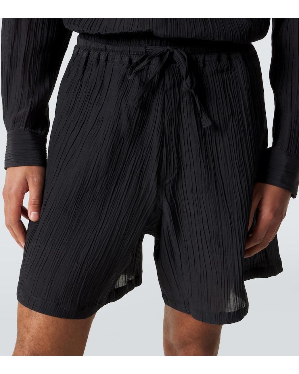 Umit Benan Black Julian Linen And Cotton Shorts for men