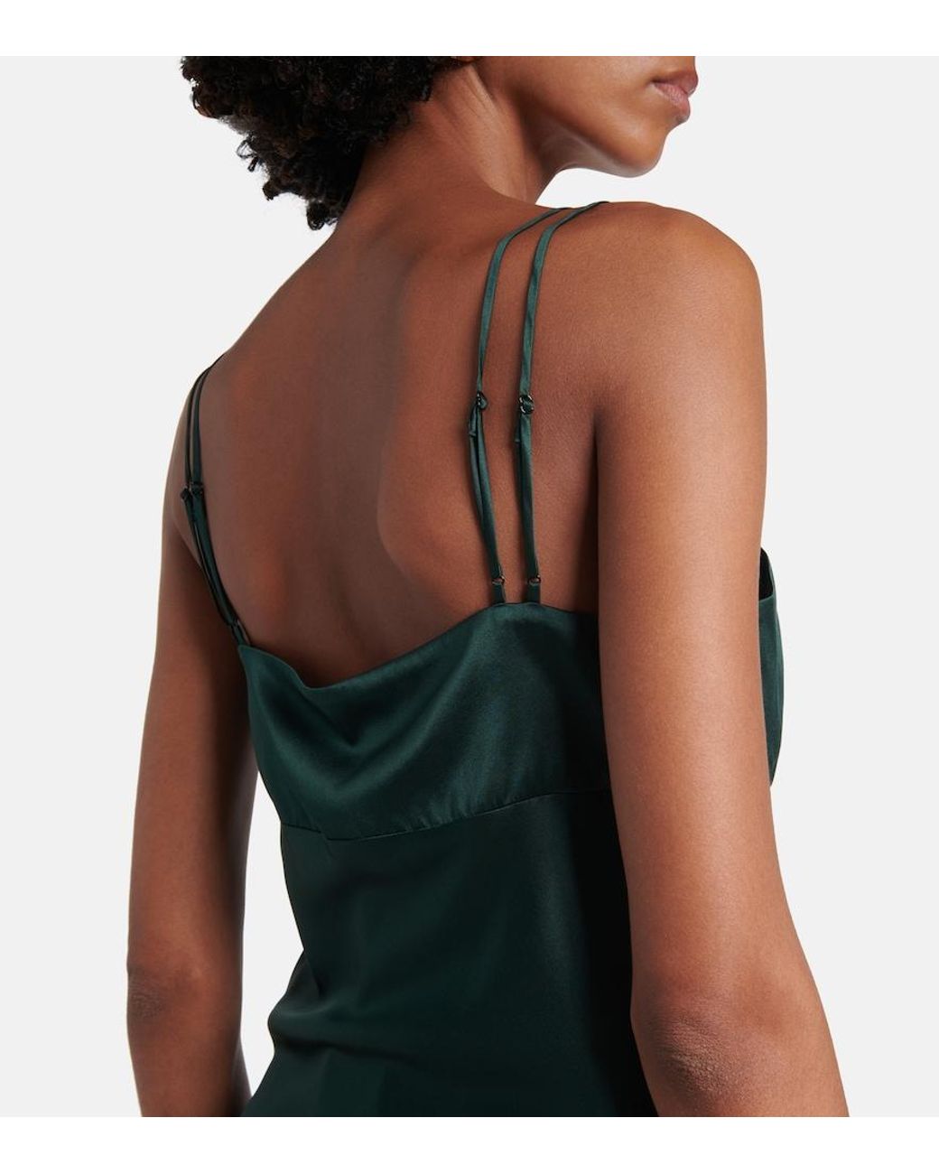 Veronica Beard Green Bixie Silk-Blend Satin Slip Dress