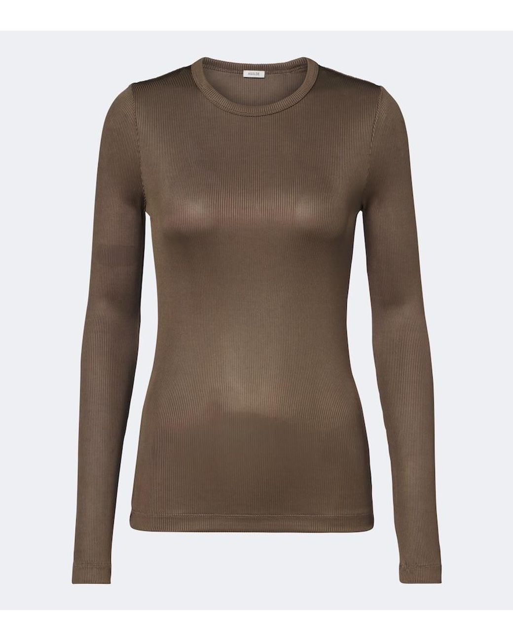 Agolde Brown Delphi Ribbed-Knit Top