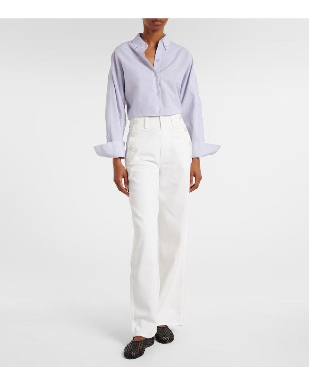 Citizens of Humanity White Boardwalk Wide-Leg Jeans