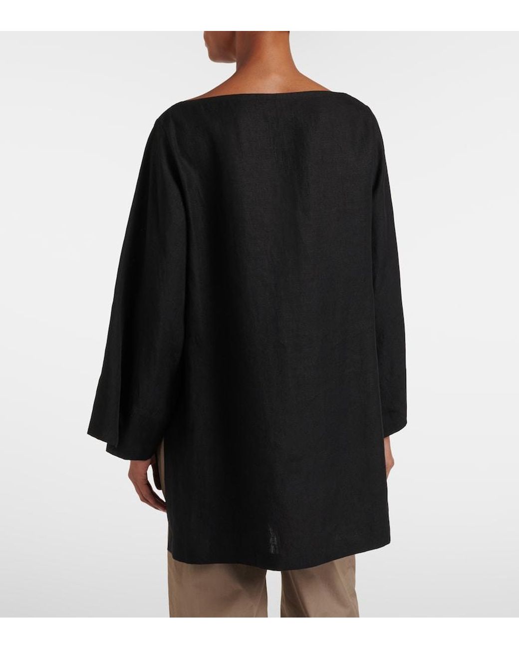 The Row Black Junia Linen Top