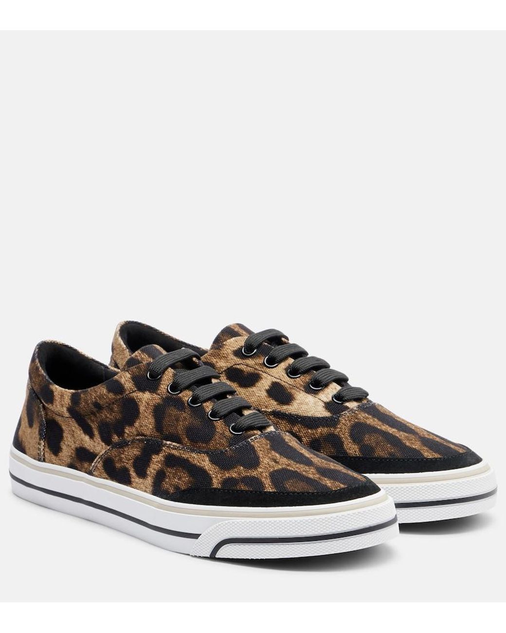 Dolce & Gabbana Brown Leopard-Print Canvas Sneakers
