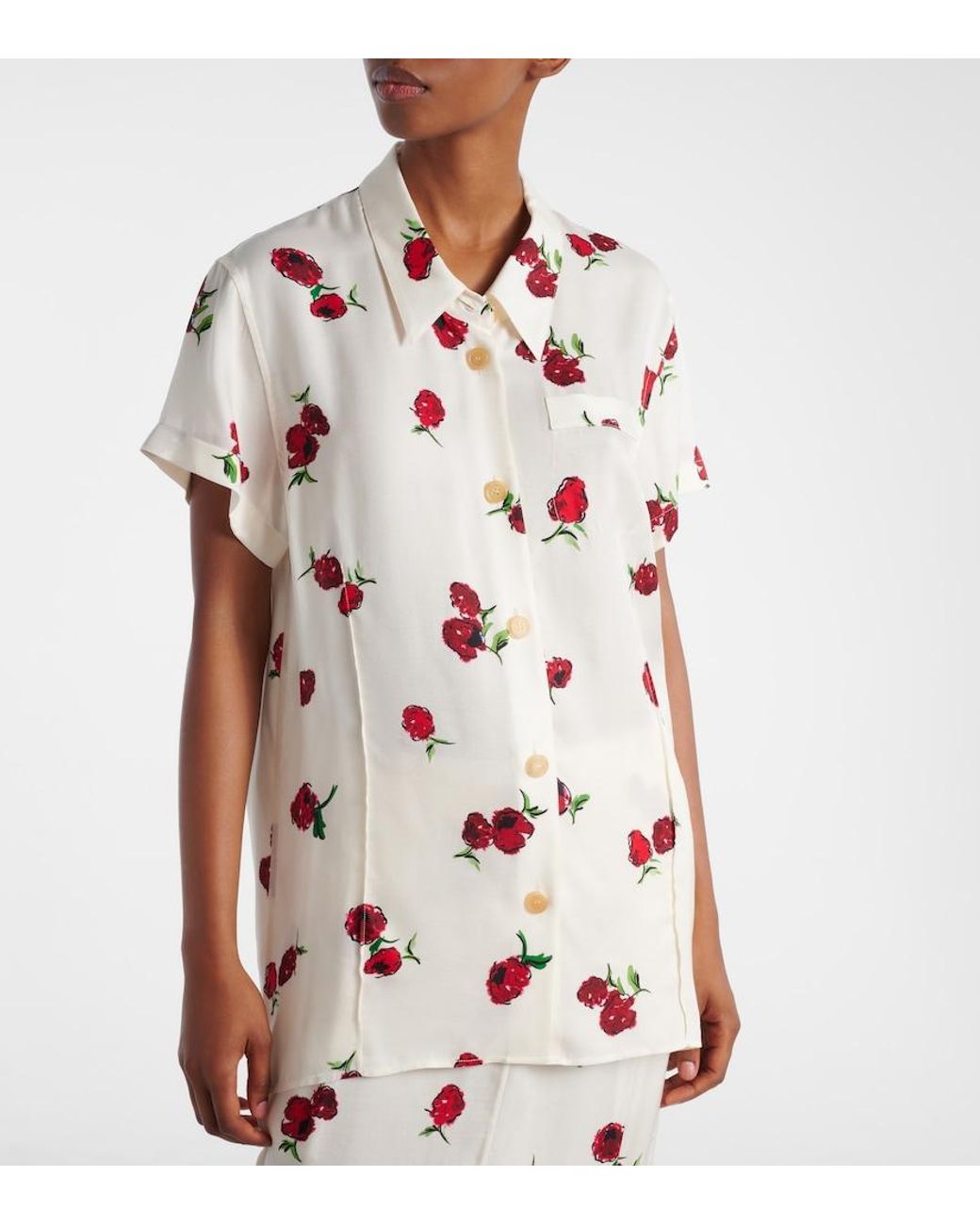 Khaite Pink Keefe Printed Twill Shirt