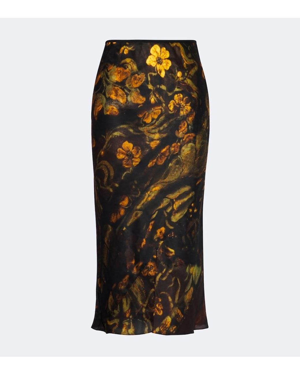 Dries Van Noten Multicolor Floral Silk Satin Slip Skirt