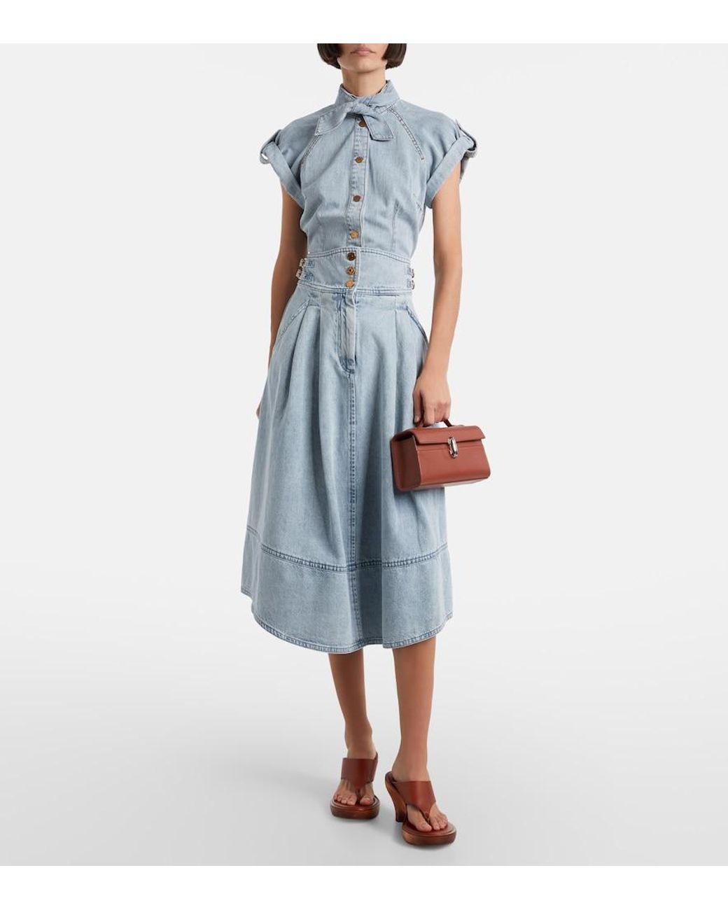 Zimmermann Blue Wandlerlust Denim Midi Skirt