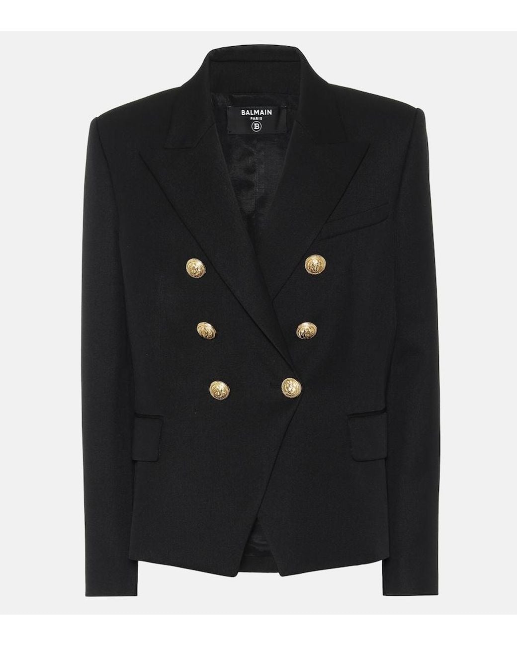 Balmain Black Double-Breasted Wool Blazer