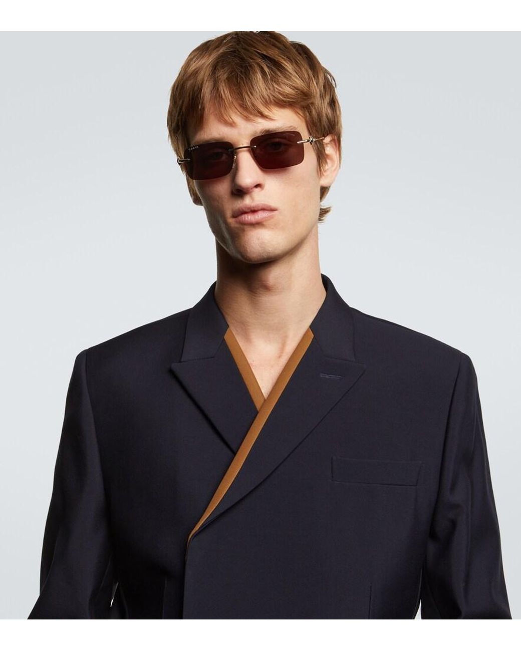 Gucci Eckige Sonnenbrille Horsebit in Brown für Herren