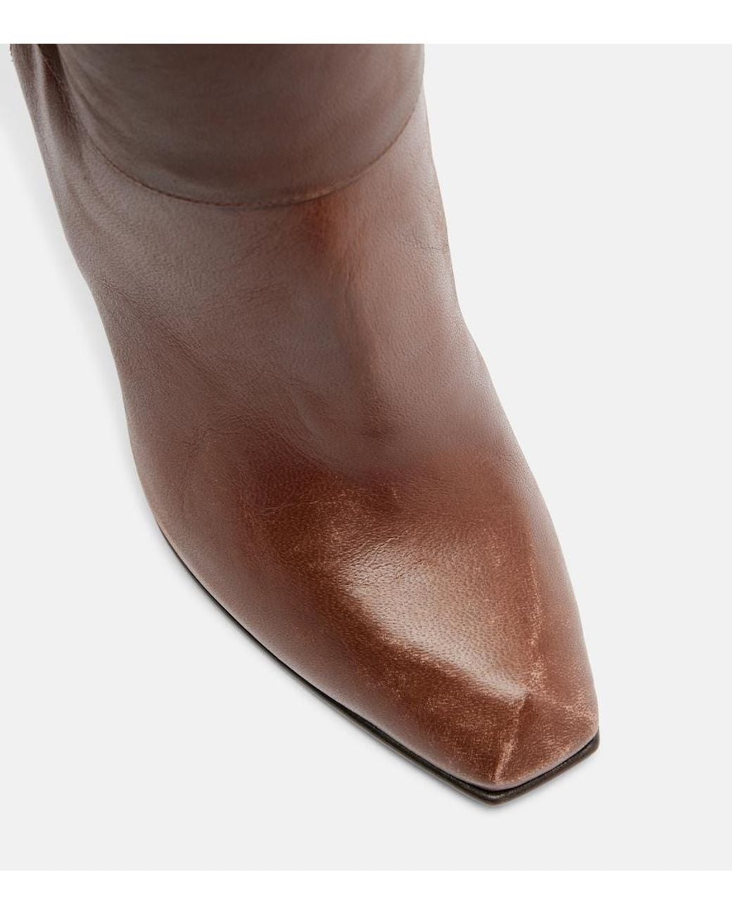 McQueen Brown Horn Lace-Up Leather Knee-High Boots