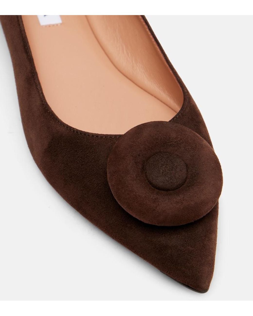 Aquazzura Brown Hoop Suede Ballet Flats