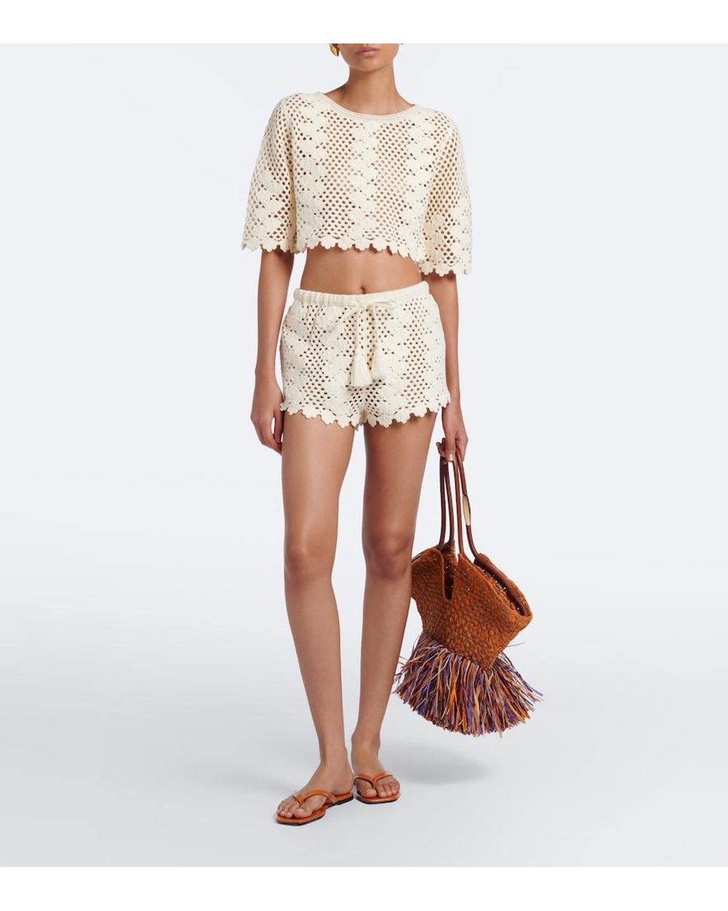 Posse Natural Saskia Cropped Crochet Cotton Top