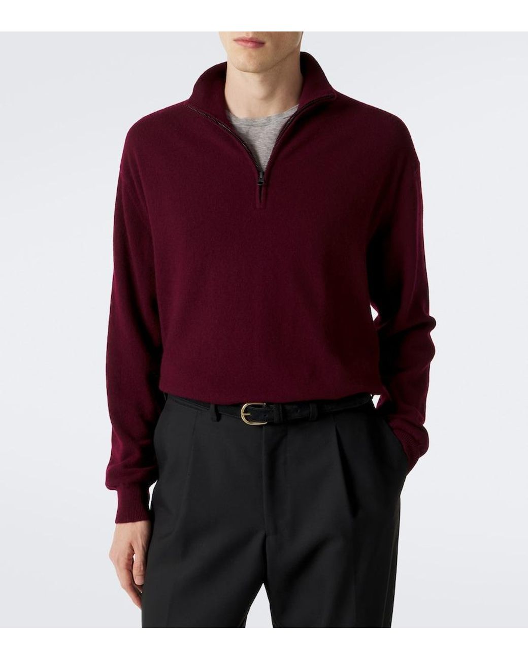 Lisa Yang Red Augustus Cashmere Half-Zip Sweater for men