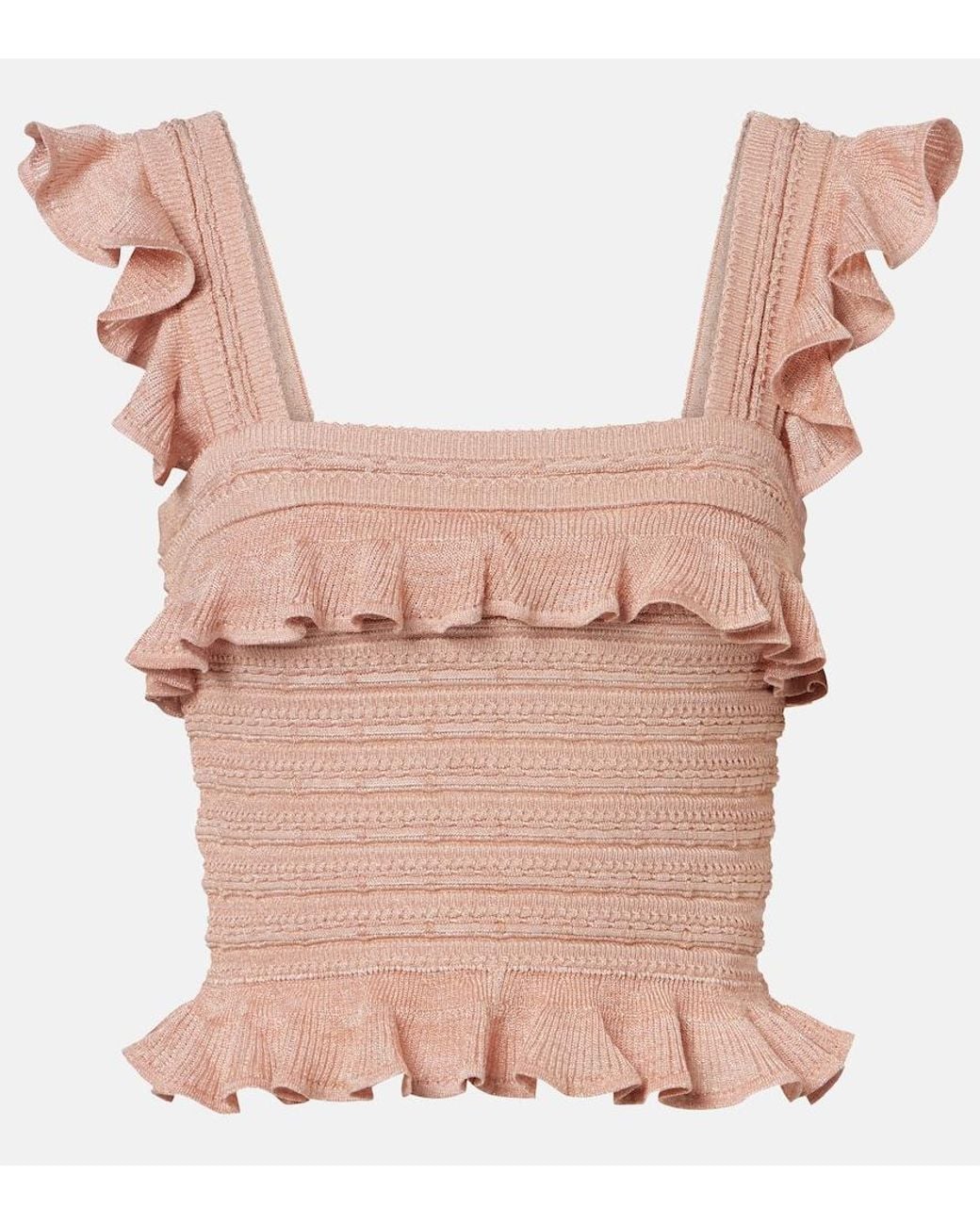 Zimmermann Pink Rebellion Ruffled Lame Top