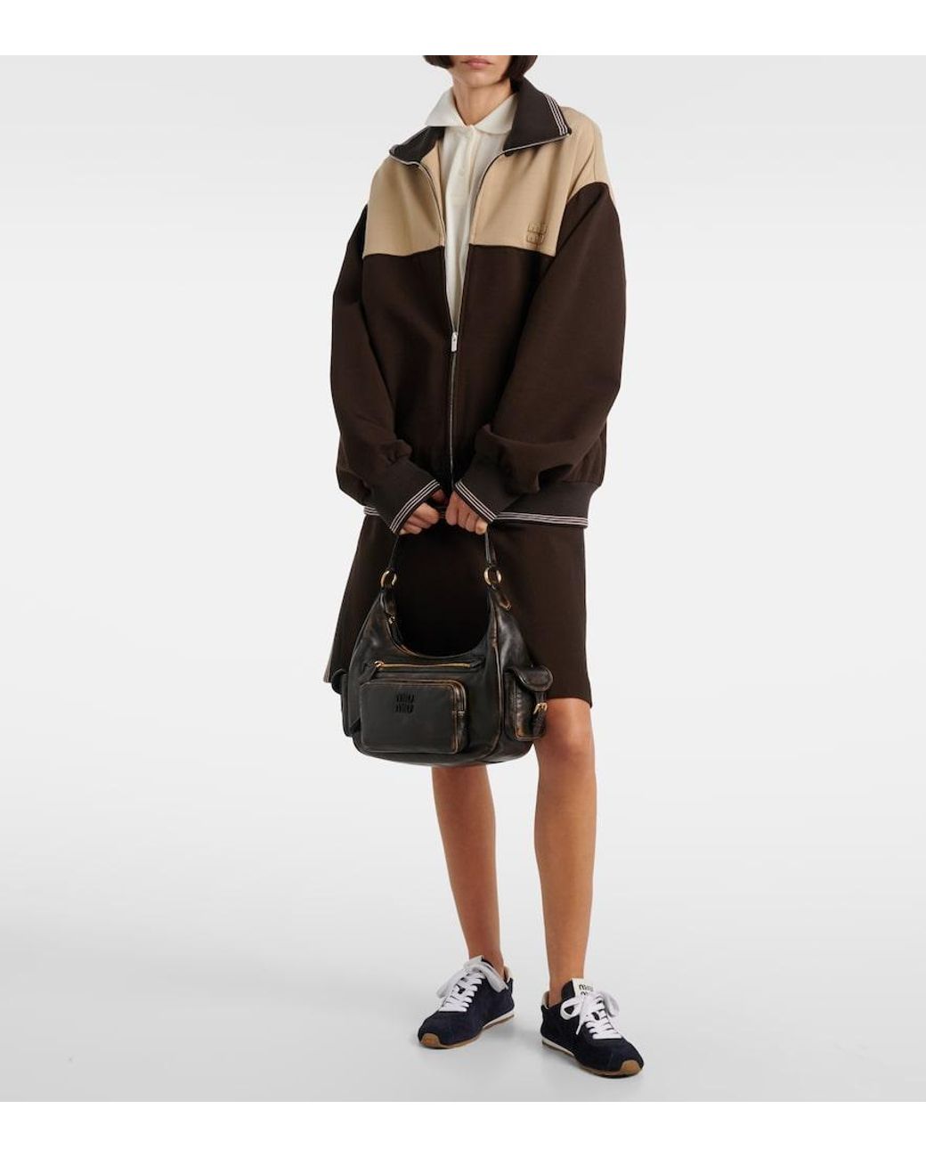 Miu Miu Black Distressed Leather Shoulder Bag