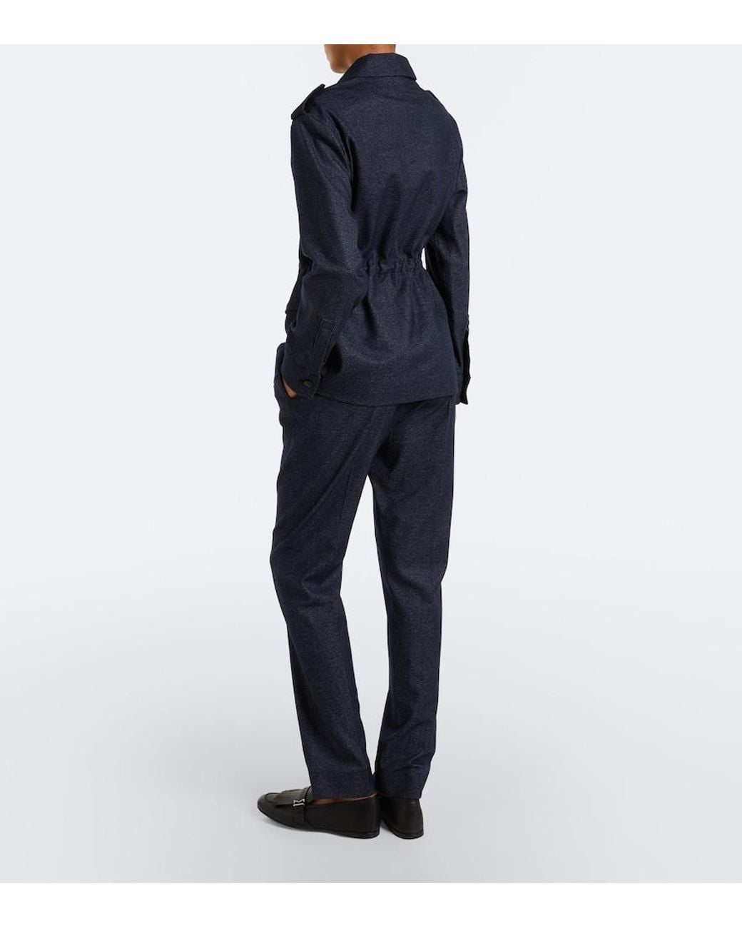 Eleventy Blue Wool-Blend Slim Pants