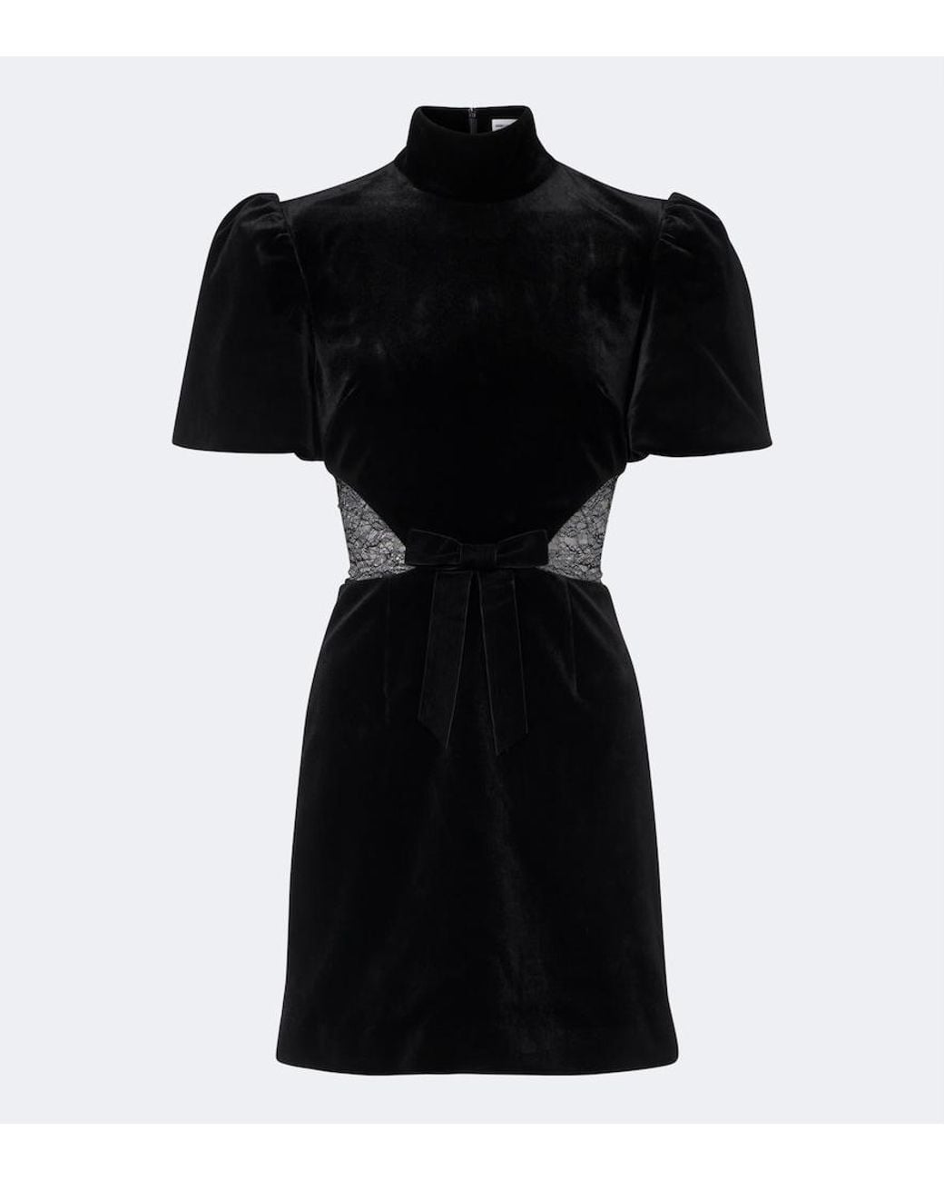 Rebecca Vallance Black Martha Lace-Trimmed Velvet Minidress