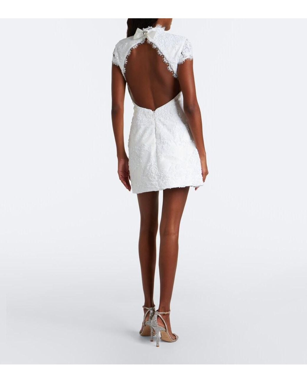 Rebecca Vallance White Medici Bow-Detail Embellished Minidress
