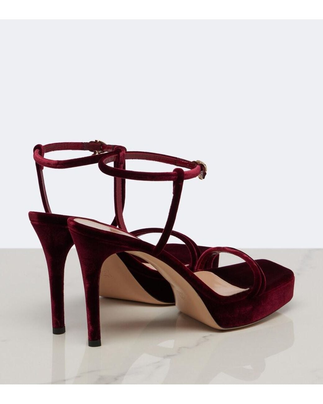 Gianvito Rossi Red Velvet Platform Sandals