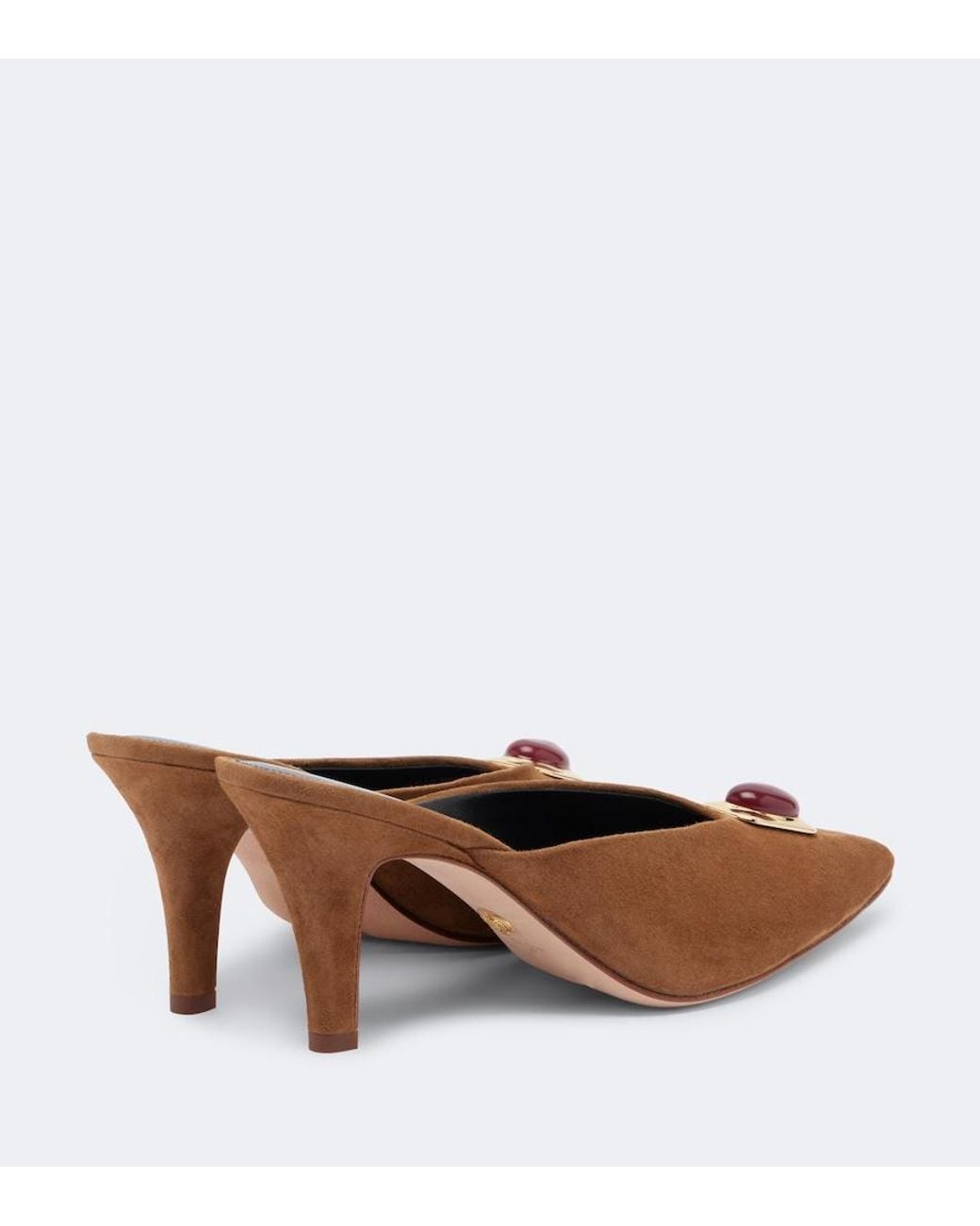 Veronica Beard Brown Rochelle Embellished Suede Mules