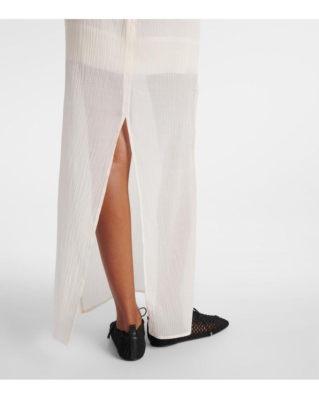 Totême White Cotton And Silk Maxi Dress