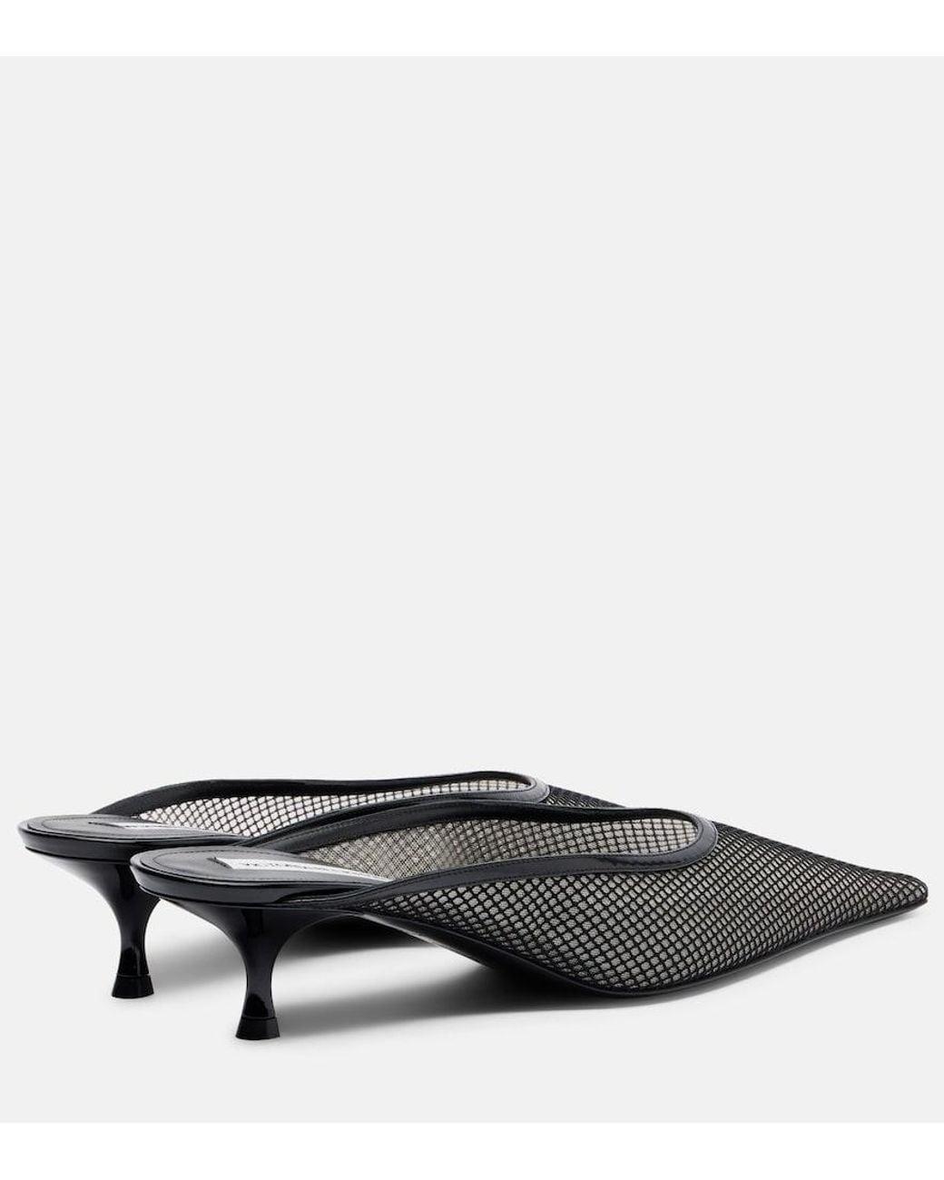 Victoria Beckham Black Leather-Trimmed Mesh Mules