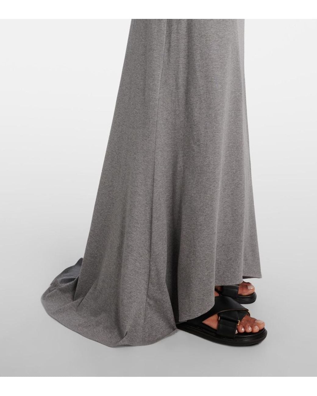 Plan C Gray Cotton Maxi Skirt