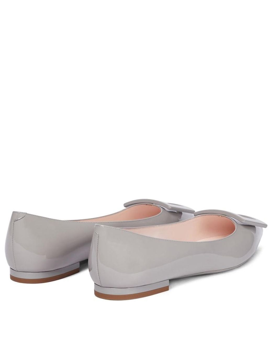 Roger Vivier Gray Gommettine Ball Patent Leather Ballet Flats