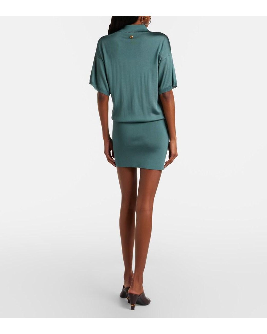 Versace Green Metallic-Effect Minidress