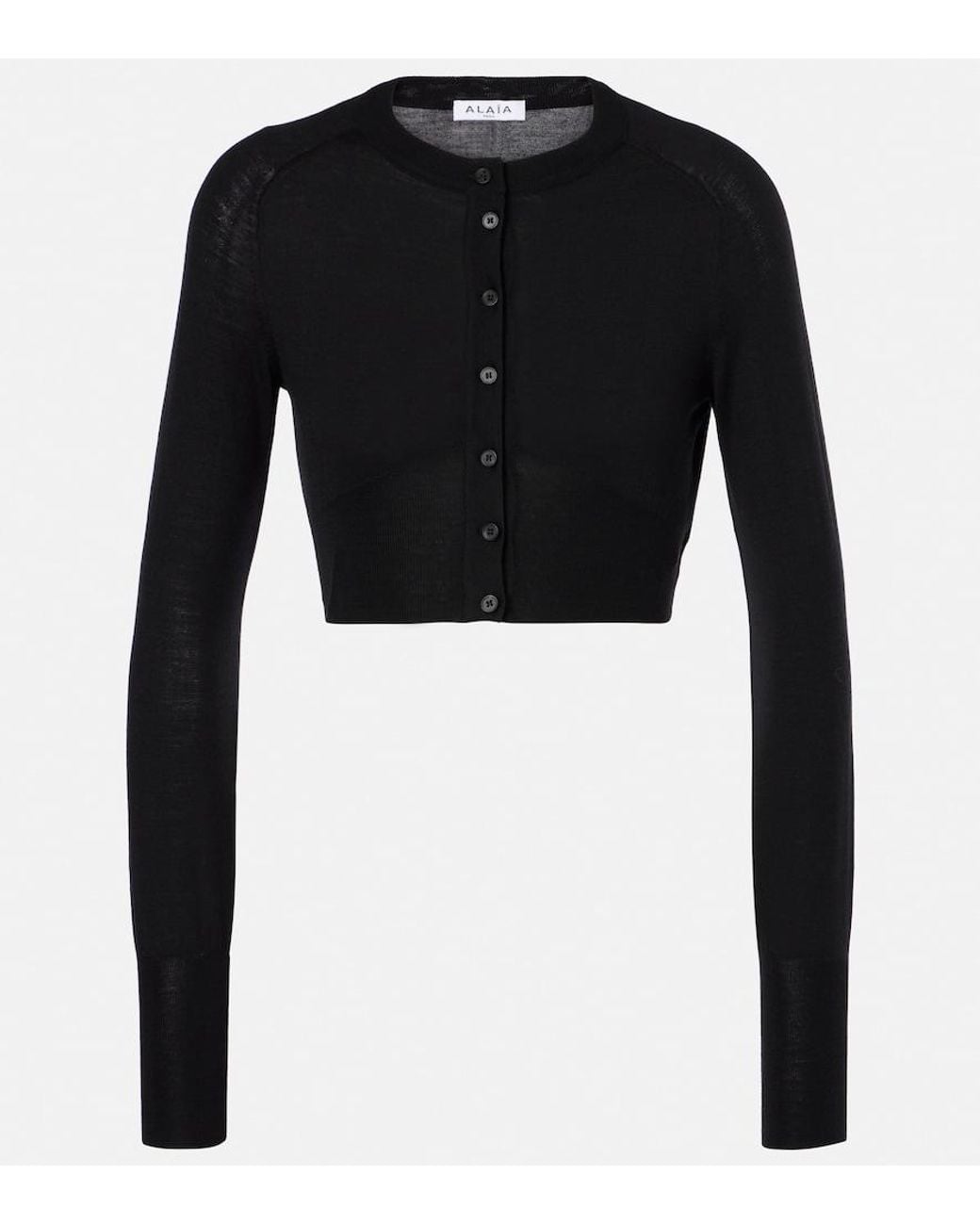 Alaïa Black Cropped Wool-Blend Cardigan
