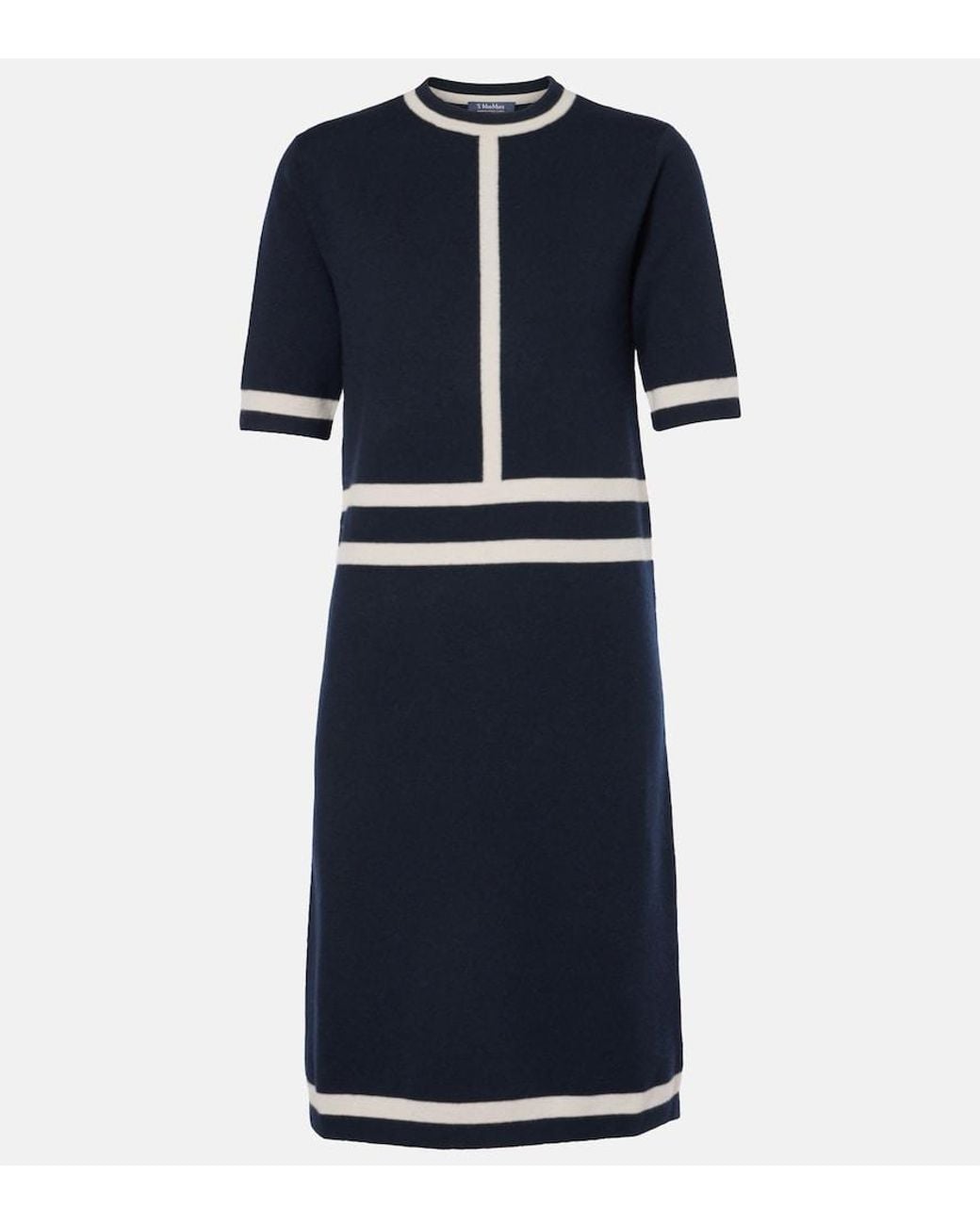 Max Mara Blue Wool-Blend Midi Dress