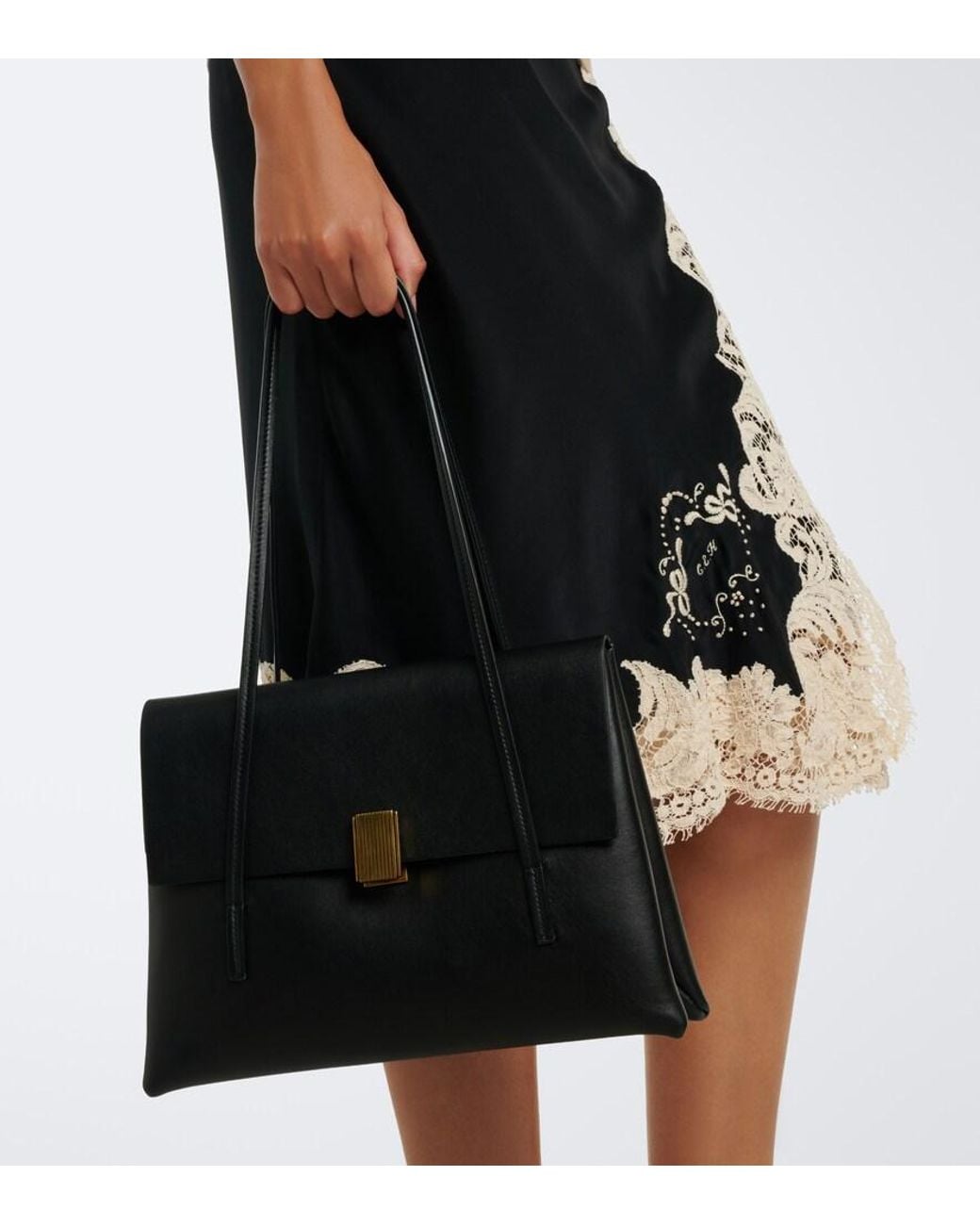 Khaite Black Soft Blake Medium Leather Shoulder Bag