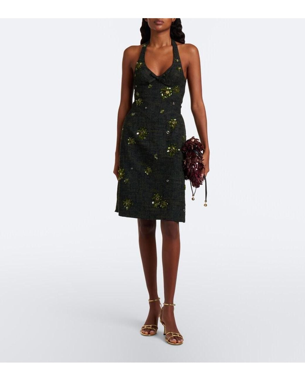 ShuShu/Tong Black Embellished Tweed Minidress