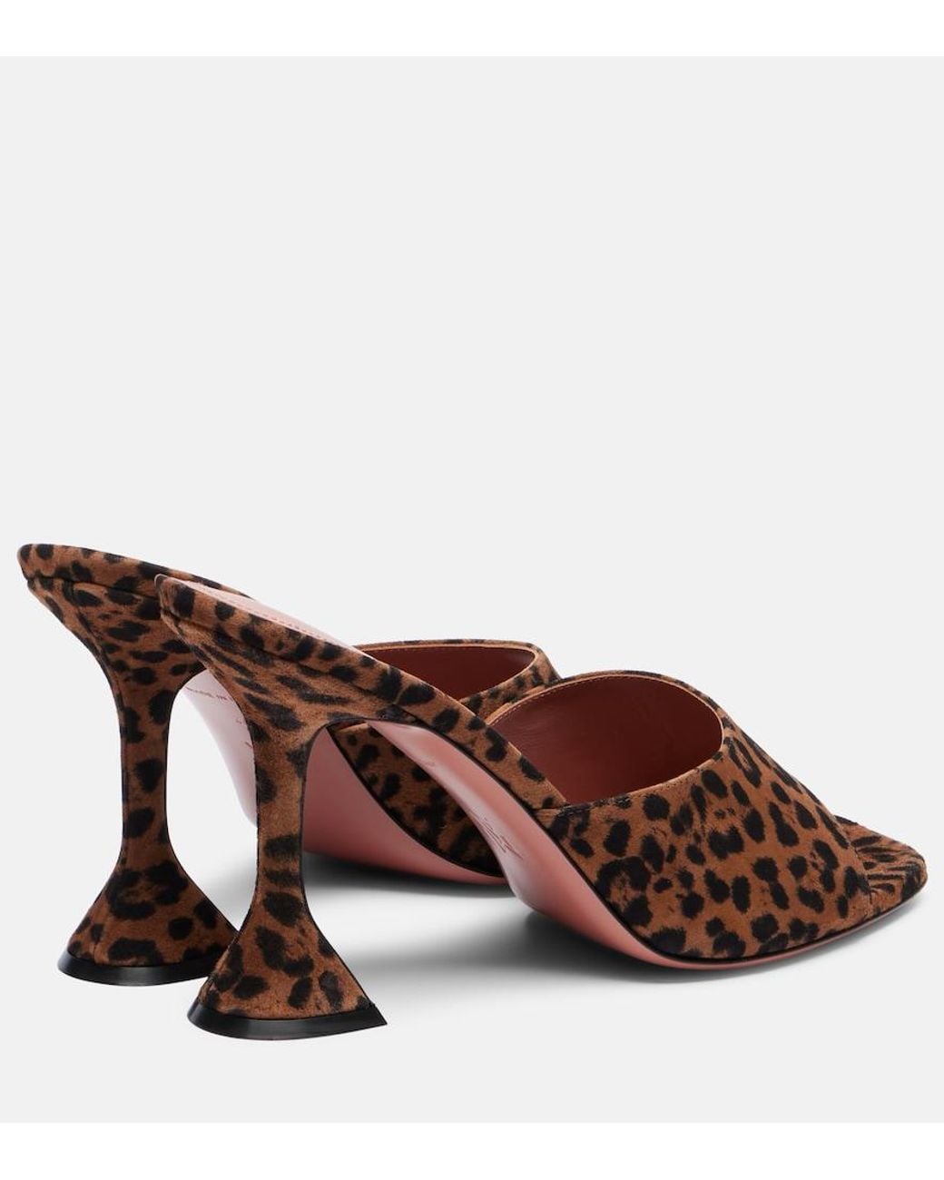 AMINA MUADDI Brown Leopard Suede Leather Lupita 95 Slippers