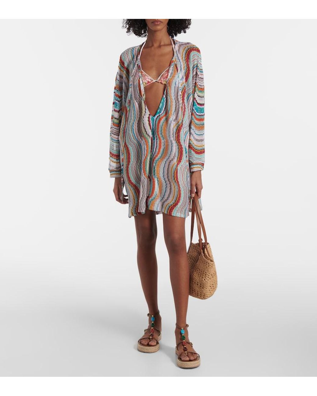 Missoni White Printed Lame Beach Cover-Up