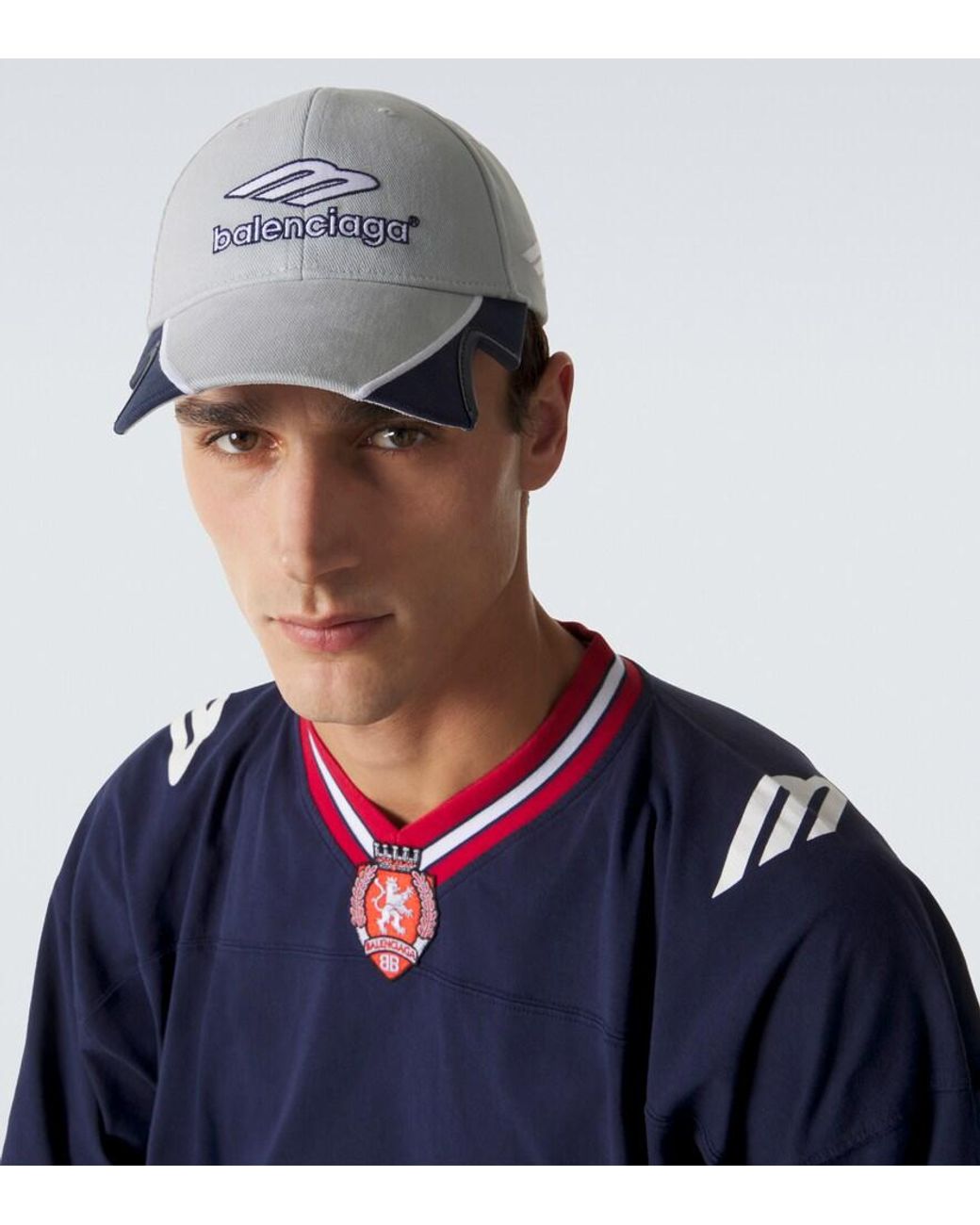 Balenciaga Gray Logo Cotton Baseball Cap for men