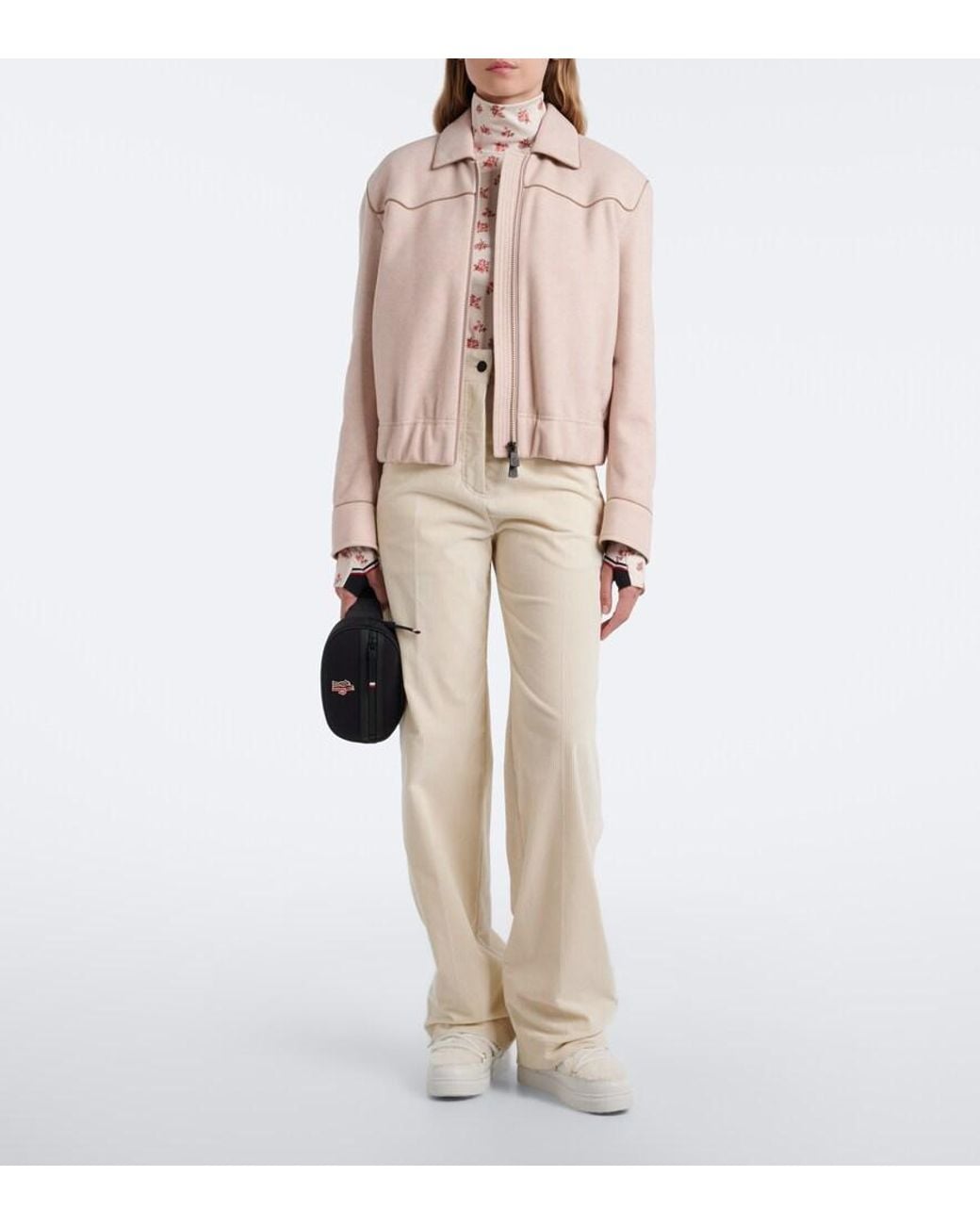 Moncler White Cotton Corduroy Wide-Leg Pants